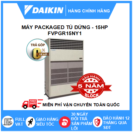 Máy Lạnh Packaged Tủ Đứng FVPGR15NY1 - 15hp - Daikin 150.000btu R410