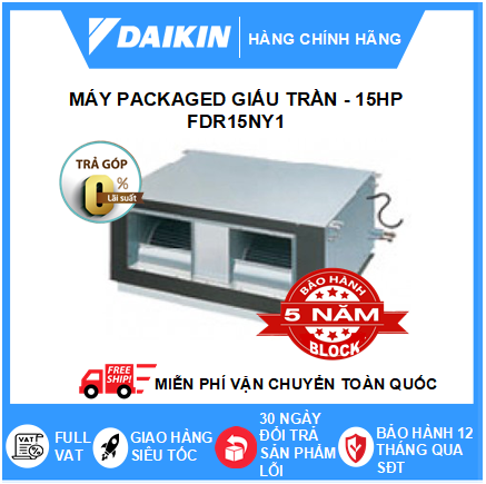 Máy Lạnh Packaged Giấu Trần Áp Xuất Tĩnh Cao FDR15NY1 - 15hp - DAIKIN 150,000BTU R410
