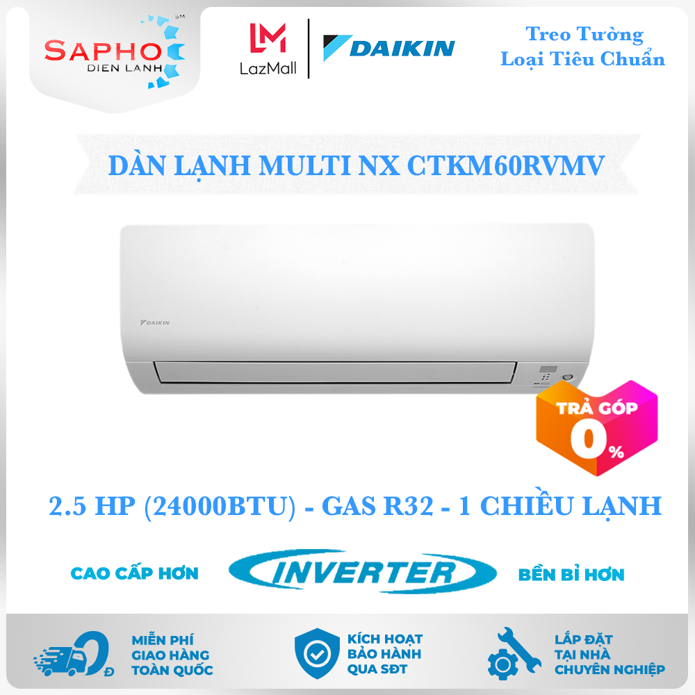 Dàn lạnh treo tường CTKM60RVMV, 2.5HP, 1 chiều - Lạnh, Daikin Inverter
