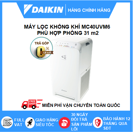 Máy Lọc Không Khí MC40UVM6 - Chính Hãng Daikin - Phòng 31 m2