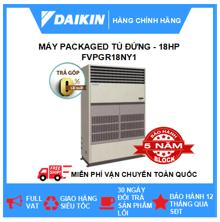 Máy Lạnh Packaged Tủ Đứng FVPGR18NY1 – 18hp – Daikin 180.000BTU R410